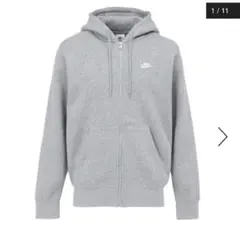 【美品】 NIKE ナイキ フルジップ 長袖 フリース パーカー グレー XL