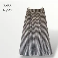 【小さいサイズ】ZARAザラ／フレアスカート ギンガムチェック タック スリット