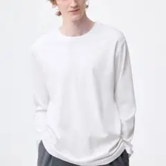 【新品】GU ソフトコットンクルーネックT　 S ホワイト