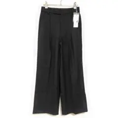 未使用 23区 洗える クリア トリコチン ワイド タック パンツ 黒 新品