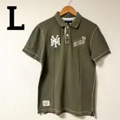【TOMMY／トミー】ポロシャツ L オリーブグリーン スリムフィット NY