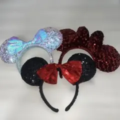 ミニーマウス スパンコールカチューシャ 3点セット
