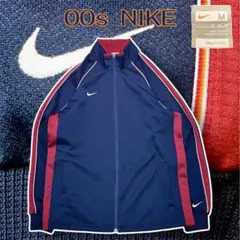 00s NIKE トラックジャケット ネイビー レッド M ナイキ 刺繍ロゴ