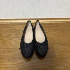 グリッター ブラック バレエシューズ