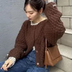 mystic ポコポコニットカーディガン➕ドットレース