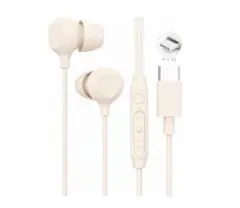 イヤホン 有線 タイプc イヤホン type-c イヤフォン　ベージュ