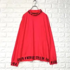 s3424ラグジュ/4L/橙黒/モックネック/長袖カットソー/ロゴ/ストレッチのサムネイル