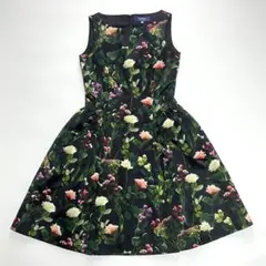【新品】エムズグレイシー❤️カタログ❤️花柄　フロッキー　チェック　ワンピース　36 2023SS エムズグレイシー ロングワンピース 花柄 ブロック