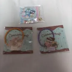 シナモンロールアクリルヘアゴム2種類&はぴだんぶい缶ミラー　未使用