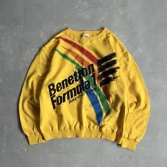 90s OLD レーシング スウェット 短丈 usa 古着 イエロー コットンのサムネイル