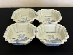 【時代物】古伊万里 伊万里 染付 麒麟柄 隅切り 向付 4客 管理A4317のサムネイル