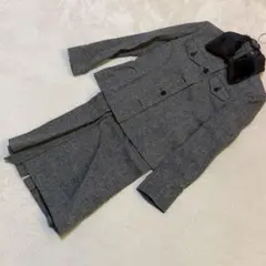 コムサデモードセットアップ M 毛混コートスカート上品グレー