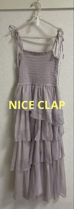 NICE CLAUP シアーロングキャミワンピース ラベンダー　春服　夏服