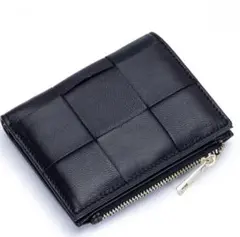 本革 二つ折り財布 メンズ レディース 小銭入れ コンパクト ミニウォレット 黒