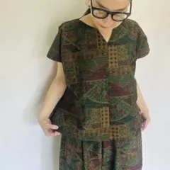 calimero様専用 着物リメイク　大島紬　セットアップ