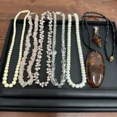 【 遺品整理 】 天然石 パール 合成石 ネックレス イヤリング 7点 金具SV