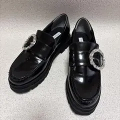 UNITED ARROWS ビジュー 厚底 ローファー ブラック 24.5㎝