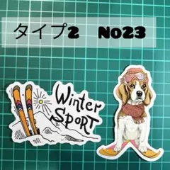【2枚1セット】防水ステッカー　冬　雪　スキー　スノボ　スポーツ　犬