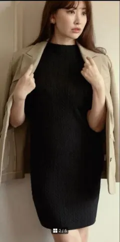 Herlipto Puff Sleeve Cable Knit Dressのサムネイル