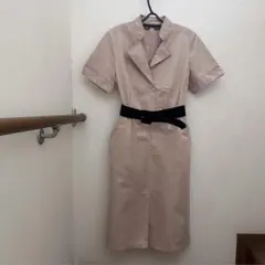 【美品】ZARA BASIC 半袖シャツワンピース ベージュ S ベルト付きのサムネイル