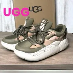 【美品】UGG★ 厚底　スポーティー　スニーカー オリーブ×ピンク　24