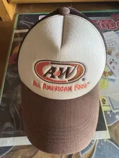 A&W キャップ 帽子 ブラウン メッシュ