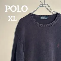 ポロ　ラルフローレン　ニットセーター ダークネイビー　古着