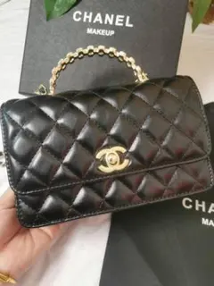 箱付 VIP ブラックレザー メイクアップポーチ