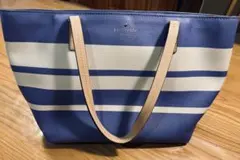 Kate Spade 青白ストライプ トートバッグ