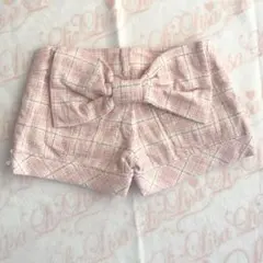 （タグ付）LIZLISA チェック柄　リボン　ショートパンツ　ピンク