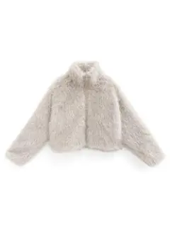 スタンドカラーショート丈ファーコート　gc274 アイボリー