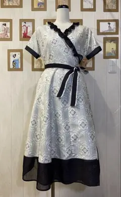 村山大島紬と正絹紗の夏着物からカシュクールワンピース 正絹