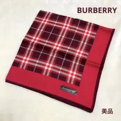 【未使用】BURBERRY 赤 チェック柄 ハンカチシール付