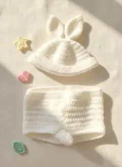 ハンドメイド 月齢フォト ニューボーンフォト うさぎ