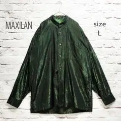 【美品】MAXILAN スタンドカラー ドレスシャツ ラメ入り 日本製
