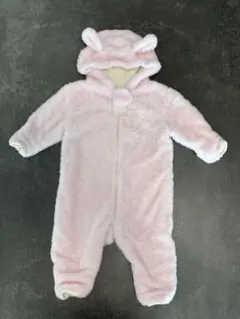 クマ耳付きフリースロンパース 95cm未満