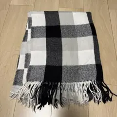 チェック柄フリンジマフラー