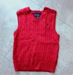 【美品】POLO RALPH LAUREN 赤ニットベストサイズ6（120cm）