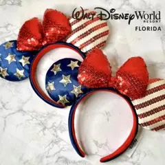 【美品】 アメリカ 海外 ディズニー カチューシャ　2個セット 国旗柄 ミニー