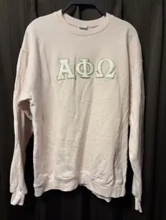 ピンクの長袖トレーナー ΑΦΩ刺繍