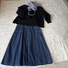 まとめ売り4点　ロングスカート、トップス、マフラー、ロングネックレス、Mー L