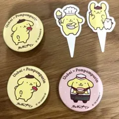 魚べい　ポムポムプリ缶バッジ　ピック　5点セット