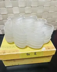 ガラスプレート 6枚セット 葉っぱ型 リーフ 銘々皿 小皿 昭和レトロ 和食器