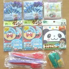 【お弁当用品】アナ雪・すみっコぐらしピックス＋おにぎりラップ＋紙エプロン セット