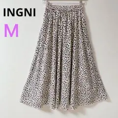【INGNI】フレアスカート　ロング　レオパード　ふわり　シフォン　M