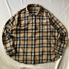 00s チェック ネルシャツ ベージュ グランジ Y2K 平成 大人気 古着