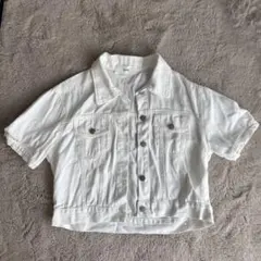 ホワイト ショート丈デニムジャケット