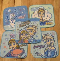 アナと雪の女王 ミニタオルセット16cm×16cm 5枚 無地バッグ付