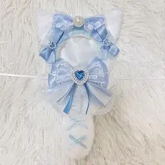 ぬい服 着ぐるみ ちびぐるみ 11cm ねこ 羽つき 水色 ブルー