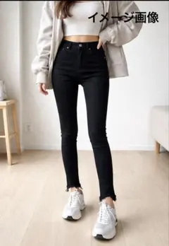 ⭐*︎様 JEANASIS 黒スキニーデニム フリンジ裾